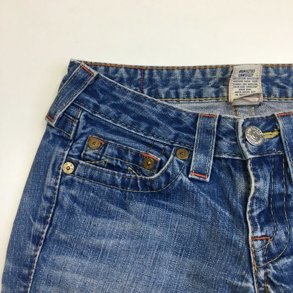 TRUE RELIGION Medium/Light Wash BOBBY 5 Pocket Logo Hardware Jeans - Picture 5 of 14